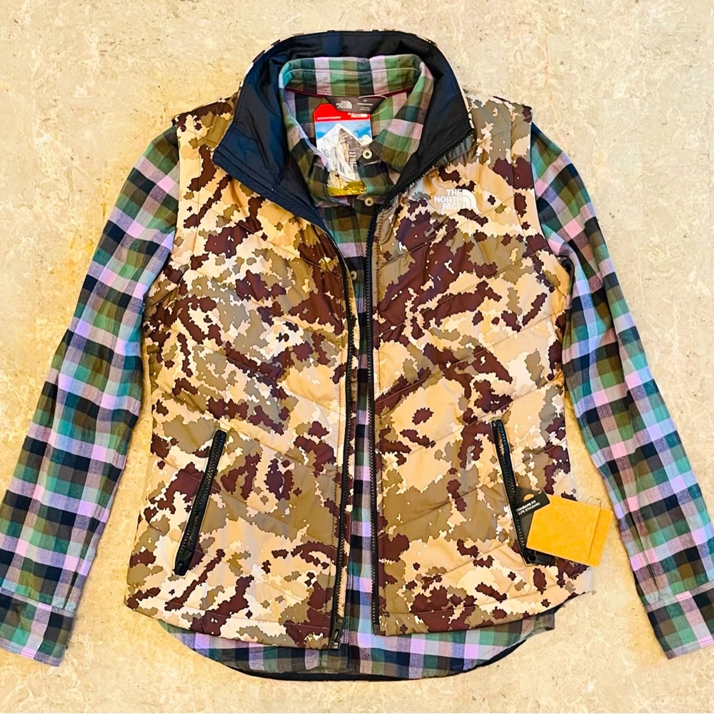 Brand New(NWTs)North Face Combo Pink Plaid Shirt+Camp Vest Woman’s SM: MSRP$160.